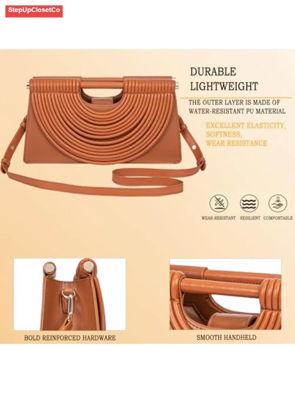 Woven Faux Leather Half Round Satchel Handbag Shoulder Crossbody Purse